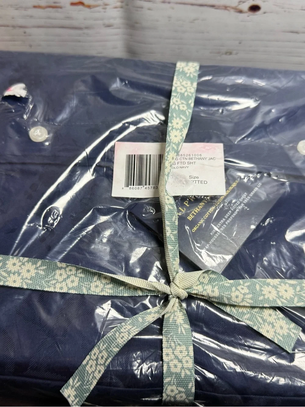 Ralph Lauren Organic Polo Navy King Extra Deep Fitted Sheet NIP W/ Plastic